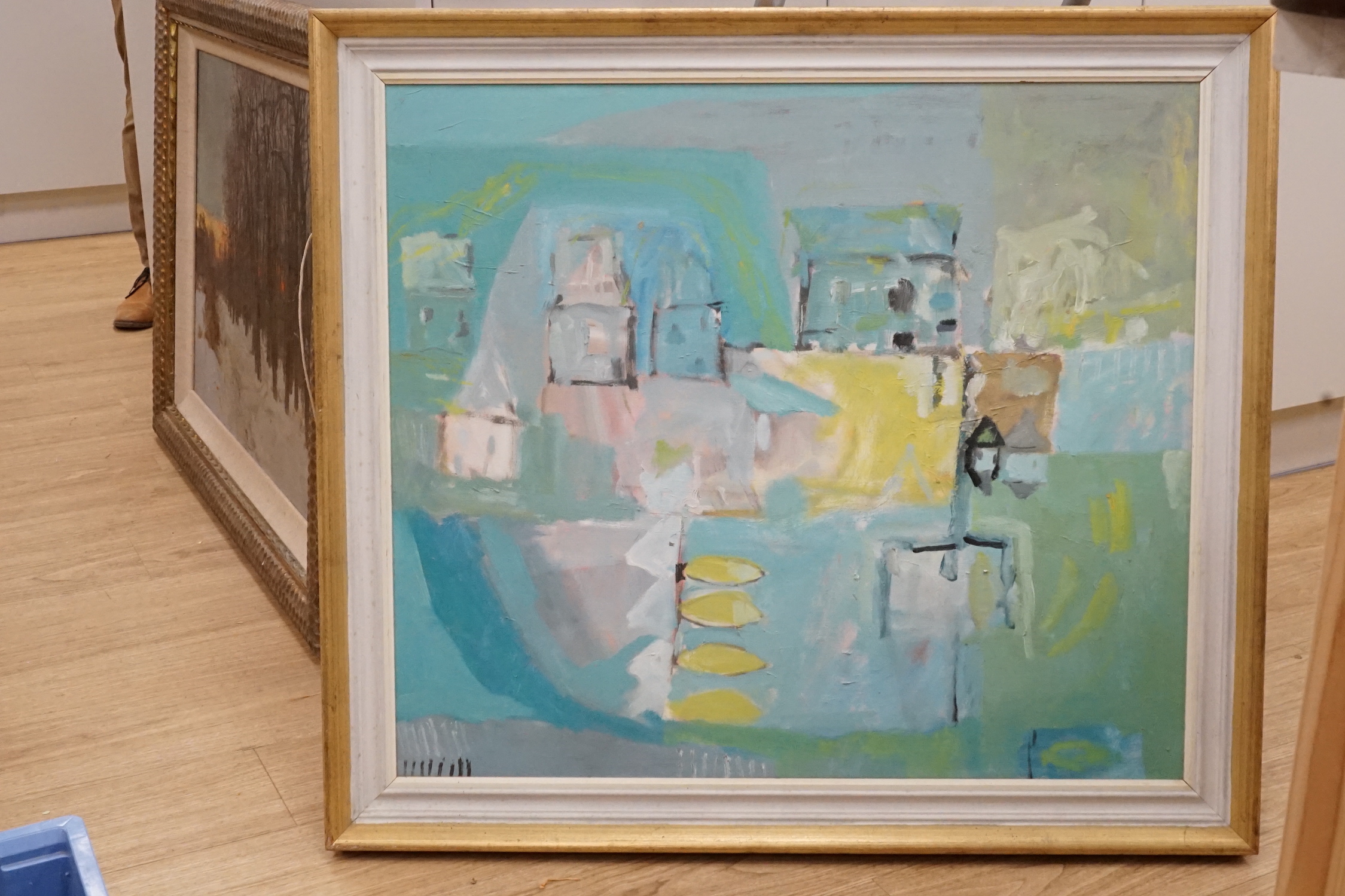 Padraig MacMiadhachain RWA (Irish, 1929-2017), oil on canvas, 'Summer window over the harbour, Canary Islands', inscribed verso by the artist, 69 x 79cm